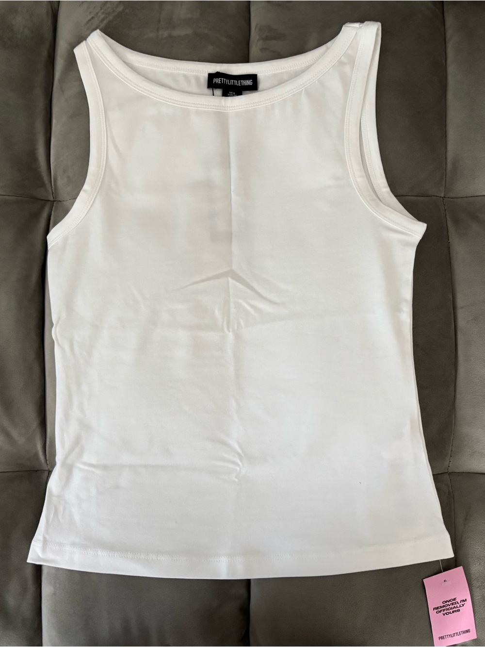 PRETTYLITTLETHING White Ribbed Tank Top - Picture 2 of 2